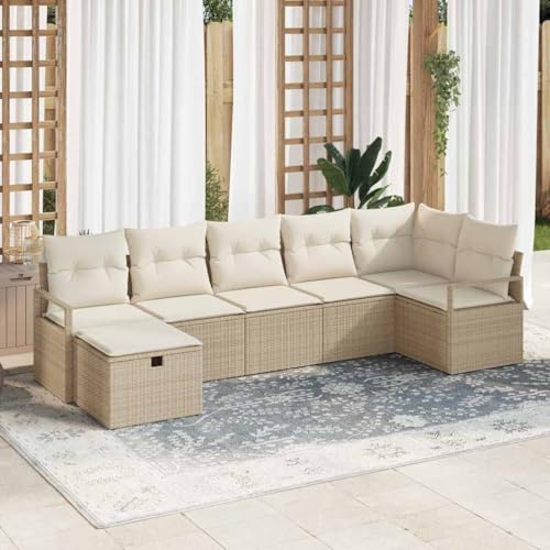 HOMEELIKE 7-TLG. Garten-Sofagarnitur mit Kissen Beige Poly Rattan HOMEELIKE 7-TLG. Garten-Sofagarnitur mit Kissen Beige Poly Rattan von HOMEELIKE