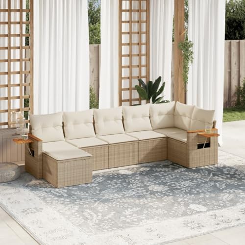 HOMEELIKE 7-TLG. Garten-Sofagarnitur mit Kissen Beige Poly Rattan HOMEELIKE 7-TLG. Garten-Sofagarnitur mit Kissen Beige Poly Rattan von HOMEELIKE