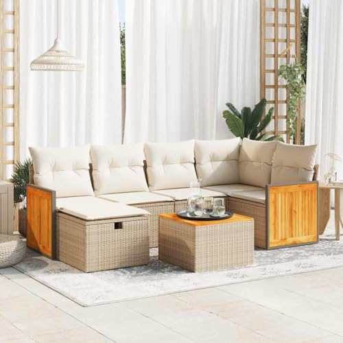 HOMEELIKE 7-TLG. Garten-Sofagarnitur mit Kissen Beige Poly Rattan HOMEELIKE 7-TLG. Garten-Sofagarnitur mit Kissen Beige Poly Rattan von HOMEELIKE
