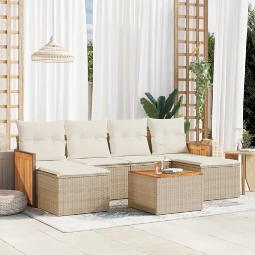HOMEELIKE 7-TLG. Garten-Sofagarnitur mit Kissen Beige Poly Rattan HOMEELIKE 7-TLG. Garten-Sofagarnitur mit Kissen Beige Poly Rattan von HOMEELIKE