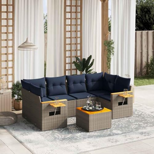 HOMEELIKE 7-teiliges Poly Rattan Sofaset mit Polstern Grau ¨C Robuste und Leichte Outdoor Sitzgruppe f¨¹r Freunde und Familie HOMEELIKE 7-teiliges Poly Rattan Sofaset mit Polstern Grau ¨C Robuste und Leichte Outdoor Sitzgruppe f¨¹r Freunde und Familie von HOMEELIKE