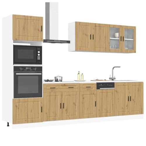 HOMEELIKE 7-TLG. K¨¹chenschrank-Set Kalmar Artisan-Eiche Holzwerkstoff von HOMEELIKE