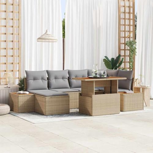 HOMEELIKE Grosses Garten Sofa Set Poly Rattan Beige Grau Modern Modular Wetterbestaendig Entspannung Outdoor Sitzgruppe Kissen Polster Gartenm?Bel Set f¨¹r Balkon Terrasse HOMEELIKE Grosses Garten Sofa Set Poly Rattan Beige Grau Modern Modular Wetterbestaendig Entspannung Outdoor Sitzgruppe Kissen Polster Gartenm?Bel Set f¨¹r Balkon Terrasse von HOMEELIKE