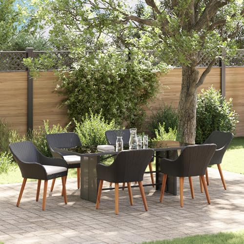 HOMEELIKE 7-teiliges Garten Essset Schwarz Poly-Rattan HOMEELIKE 7-teiliges Garten Essset Schwarz Poly-Rattan von HOMEELIKE