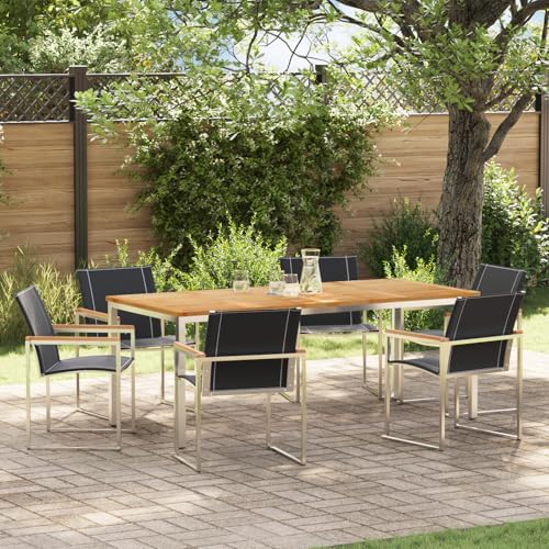 HOMEELIKE 7-teiliges Garten Esszimmer Set aus massivem Akazienholz von HOMEELIKE