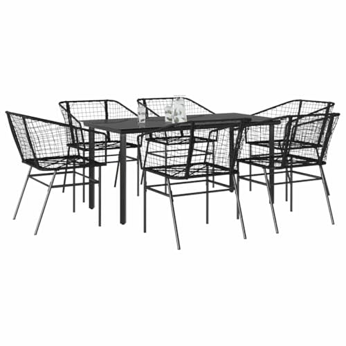 HOMEELIKE Garten-Essgruppe 7-teilig aus schwarzem Polyrattan mit Tisch und St¨¹hlen HOMEELIKE Garten-Essgruppe 7-teilig aus schwarzem Polyrattan mit Tisch und St¨¹hlen von HOMEELIKE