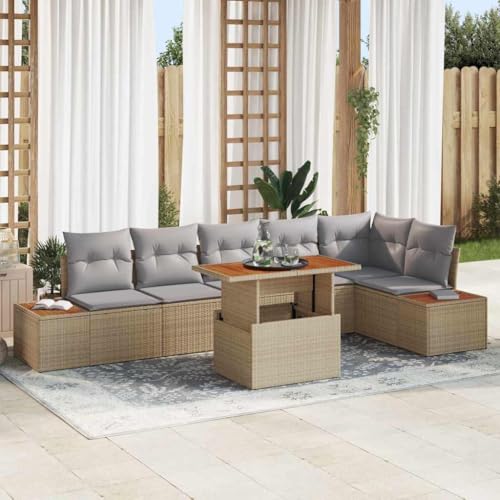 HOMEELIKE Garten Sofa Set Poly Rattan Modular Modern Bequem Wetterbeständig Outdoor Kissen Abwaschbar Dekorativ Terrasse Balkon Gemütliche Sitzecke Grau Beige HOMEELIKE Garten Sofa Set Poly Rattan Modular Modern Bequem Wetterbeständig Outdoor Kissen Abwaschbar Dekorativ Terrasse Balkon Gemütliche Sitzecke Grau Beige von HOMEELIKE
