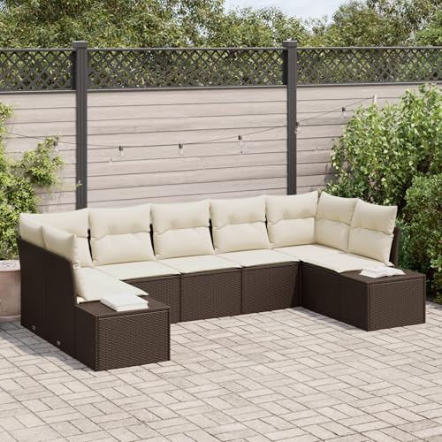 HOMEELIKE 7-teiliges Garten-Sofa-Set mit Kissen Braun Poly-Rattan von HOMEELIKE