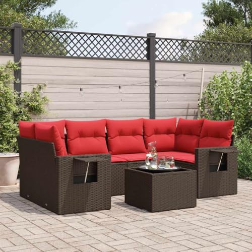 HOMEELIKE 7-teiliges Gartensofa-Set mit Kissen, braun, Polyrattan HOMEELIKE 7-teiliges Gartensofa-Set mit Kissen, braun, Polyrattan von HOMEELIKE