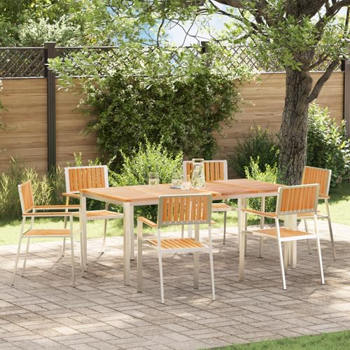 HOMEELIKE 7-teiliges Gartentischset Massivholz Teak von HOMEELIKE