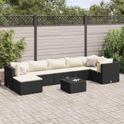 HOMEELIKE 8-TLG. Garten-Lounge-Set mit Kissen Schwarz Poly Rattan HOMEELIKE 8-TLG. Garten-Lounge-Set mit Kissen Schwarz Poly Rattan von HOMEELIKE