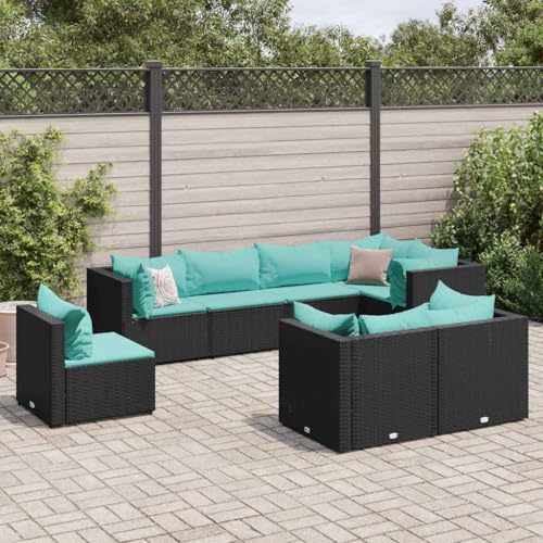 HOMEELIKE 8-TLG. Garten-Lounge-Set mit Kissen Schwarz Poly Rattan HOMEELIKE 8-TLG. Garten-Lounge-Set mit Kissen Schwarz Poly Rattan von HOMEELIKE