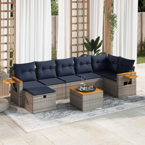 HOMEELIKE Gartensofa-Set 8-TLG. in Grau aus Poly Rattan ¨C Bequeme Sitzgruppe mit Kissen, Stauraum und Robustem Metallgestell HOMEELIKE Gartensofa-Set 8-TLG. in Grau aus Poly Rattan ¨C Bequeme Sitzgruppe mit Kissen, Stauraum und Robustem Metallgestell von HOMEELIKE
