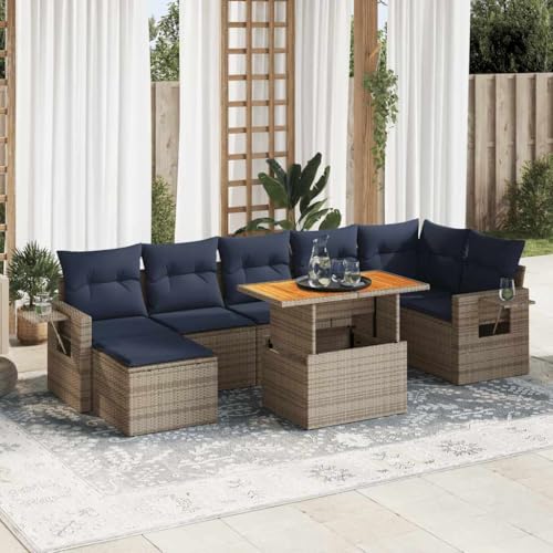 HOMEELIKE Gartensofa-Set 8-teilig mit Kissen Grau Poly Rattan HOMEELIKE Gartensofa-Set 8-teilig mit Kissen Grau Poly Rattan von HOMEELIKE