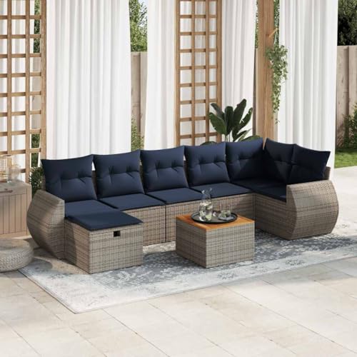 HOMEELIKE 8-TLG. Poly Rattan Gartensofa-Set mit Kissen Grau ¨C Wetterfeste Sitzgruppe mit Stauraum und Fu?hocker f¨¹r Outdoor-Bereiche HOMEELIKE 8-TLG. Poly Rattan Gartensofa-Set mit Kissen Grau ¨C Wetterfeste Sitzgruppe mit Stauraum und Fu?hocker f¨¹r Outdoor-Bereiche von HOMEELIKE