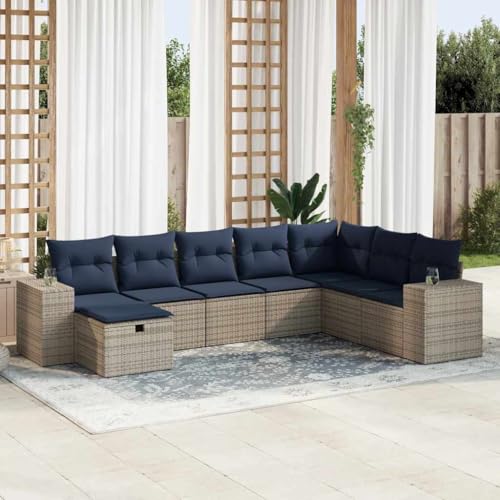 Gartensofa-Set 8-TLG. in Grau aus Poly Rattan ¨C Bequeme Sitzgruppe mit Kissen, Hocker und Staufach f¨¹r Drau?en Gartensofa-Set 8-TLG. in Grau aus Poly Rattan ¨C Bequeme Sitzgruppe mit Kissen, Hocker und Staufach f¨¹r Drau?en von HOMEELIKE