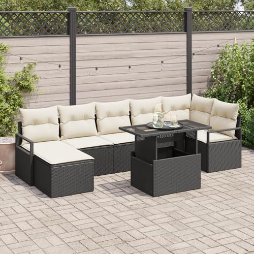 HOMEELIKE 8-TLG. Garten-Sofagarnitur mit Kissen Schwarz Poly Rattan HOMEELIKE 8-TLG. Garten-Sofagarnitur mit Kissen Schwarz Poly Rattan von HOMEELIKE