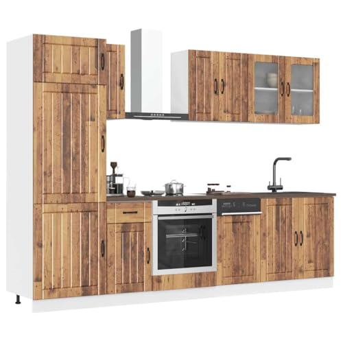 HOMEELIKE 8-TLG. K¨¹chenschrank-Set Kalmar Altholz-Optik Holzwerkstoff von HOMEELIKE