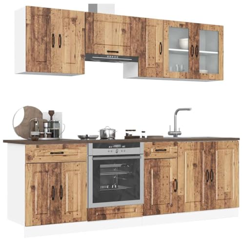 HOMEELIKE 8-TLG. K¨¹chenschrank-Set Kalmar Altholz-Optik Holzwerkstoff von HOMEELIKE