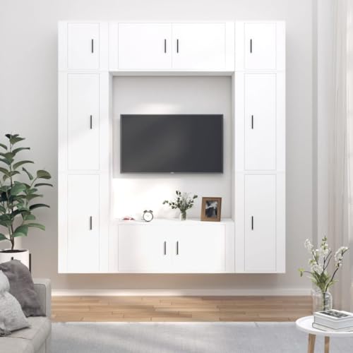 HOMEELIKE 2. Wandmontierter TV-Schrank 8-teilig Weiss Robustes Design HOMEELIKE 2. Wandmontierter TV-Schrank 8-teilig Weiss Robustes Design von HOMEELIKE