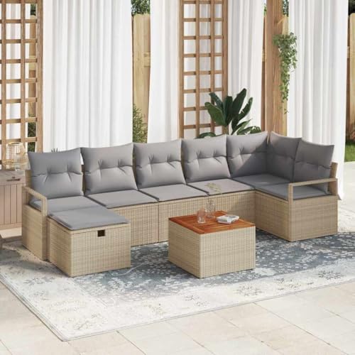 HOMEELIKE 8-teiliges Garten Sofa Set mit Kissen Beige Poly Rattan HOMEELIKE 8-teiliges Garten Sofa Set mit Kissen Beige Poly Rattan von HOMEELIKE