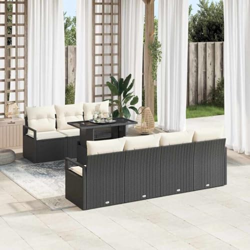 HOMEELIKE 8-teiliges Garten Sofa Set mit Kissen Schwarz Poly Rattan HOMEELIKE 8-teiliges Garten Sofa Set mit Kissen Schwarz Poly Rattan von HOMEELIKE