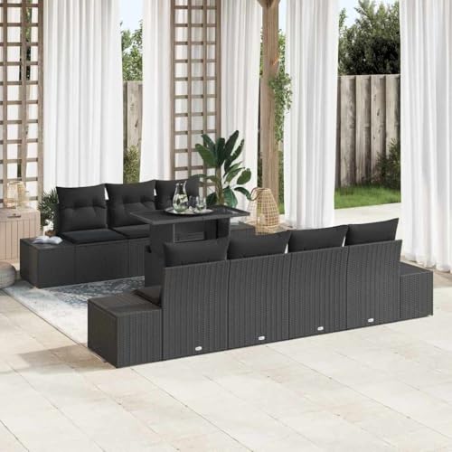 HOMEELIKE Garten Sofa Set 7 Personen Poly Rattan Schwarz Wetterschutz Kissen Modern Design Terrassenm?Bel Komfortable Sitzgruppe Outdoor Entspannung Mit Rei?Verschluss Kissen Einfache Montage HOMEELIKE Garten Sofa Set 7 Personen Poly Rattan Schwarz Wetterschutz Kissen Modern Design Terrassenm?Bel Komfortable Sitzgruppe Outdoor Entspannung Mit Rei?Verschluss Kissen Einfache Montage von HOMEELIKE