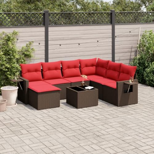 HOMEELIKE 8-teiliges Gartensofa-Set mit Kissen, braun, Polyrattan HOMEELIKE 8-teiliges Gartensofa-Set mit Kissen, braun, Polyrattan von HOMEELIKE