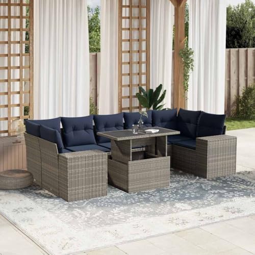 HOMEELIKE 8-teiliges Gartensofa-Set mit Kissen, grau, Polyrattan HOMEELIKE 8-teiliges Gartensofa-Set mit Kissen, grau, Polyrattan von HOMEELIKE