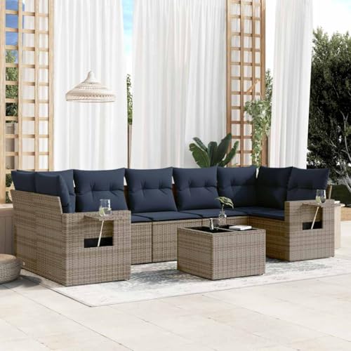 HOMEELIKE 8-teiliges Gartensofa-Set mit Kissen, grau, Polyrattan HOMEELIKE 8-teiliges Gartensofa-Set mit Kissen, grau, Polyrattan von HOMEELIKE