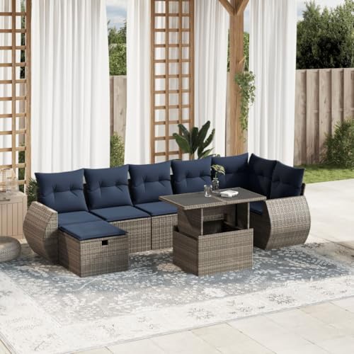 HOMEELIKE 8-teiliges Gartensofa-Set mit Kissen, grau, Polyrattan HOMEELIKE 8-teiliges Gartensofa-Set mit Kissen, grau, Polyrattan von HOMEELIKE