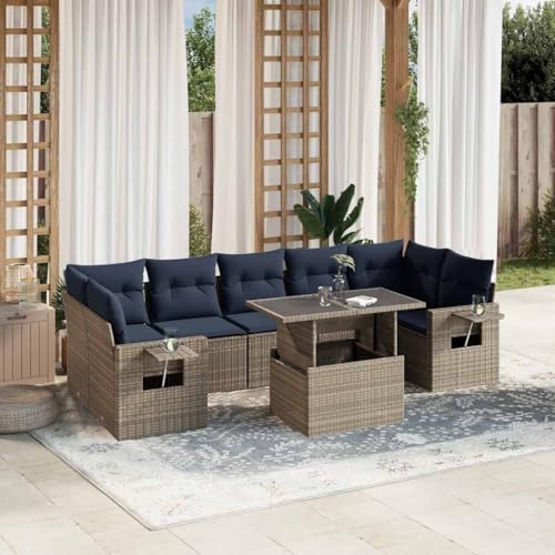 HOMEELIKE 8-teiliges Gartensofa-Set mit Kissen, grau, Polyrattan HOMEELIKE 8-teiliges Gartensofa-Set mit Kissen, grau, Polyrattan von HOMEELIKE
