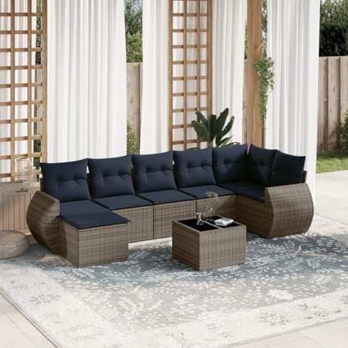 HOMEELIKE 8-teiliges Gartensofa-Set mit Kissen, grau, Polyrattan von HOMEELIKE