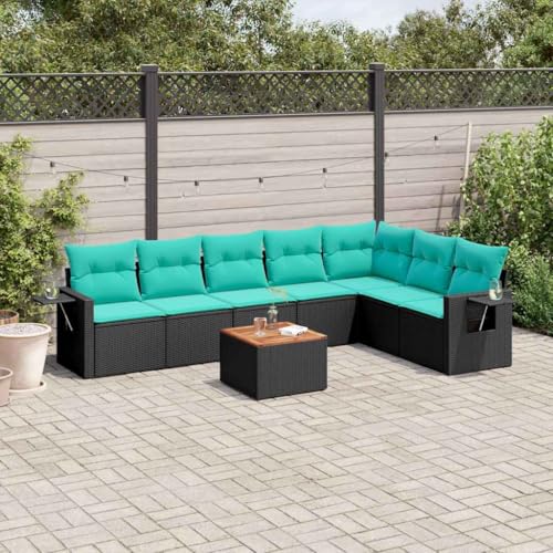 HOMEELIKE 8-teiliges Gartensofa-Set mit Kissen, schwarzes Polyrattan HOMEELIKE 8-teiliges Gartensofa-Set mit Kissen, schwarzes Polyrattan von HOMEELIKE