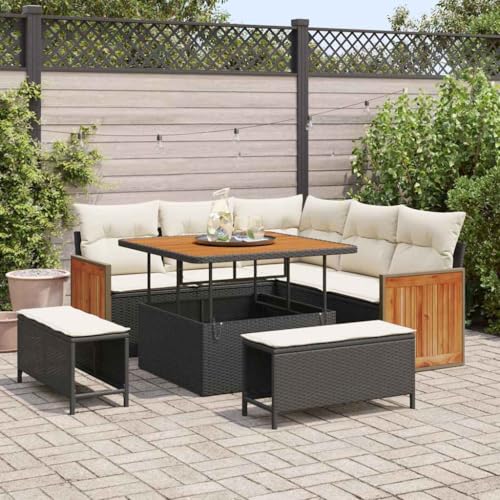 HOMEELIKE 8-teiliges Schwarz Poly Rattan Garten Sofa Set mit Kissen f¨¹r Balkon, UV-best?ndig und einfach zu pflegen HOMEELIKE 8-teiliges Schwarz Poly Rattan Garten Sofa Set mit Kissen f¨¹r Balkon, UV-best?ndig und einfach zu pflegen von HOMEELIKE
