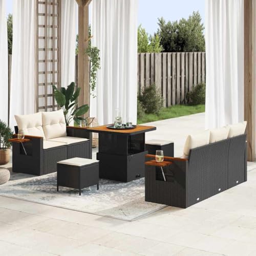 HOMEELIKE 8-teiliges Schwarz Poly Rattan Garten-Sofa-Set mit Kissen f¨¹r Balkon, bis zu 4 Personen Platz HOMEELIKE 8-teiliges Schwarz Poly Rattan Garten-Sofa-Set mit Kissen f¨¹r Balkon, bis zu 4 Personen Platz von HOMEELIKE