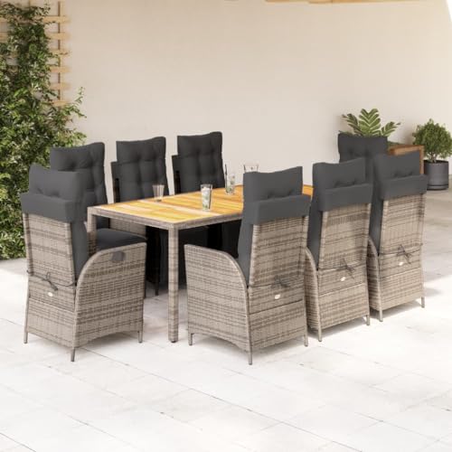 HOMEELIKE 9-TLG. Garten-Essgruppe mit Kissen Grau Poly Rattan HOMEELIKE 9-TLG. Garten-Essgruppe mit Kissen Grau Poly Rattan von HOMEELIKE