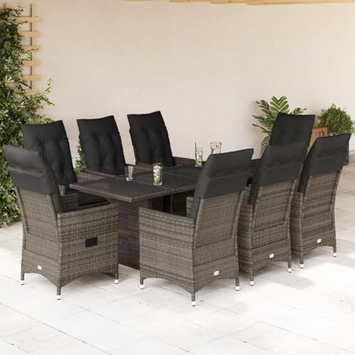 HOMEELIKE 9-TLG. Garten-Essgruppe mit Kissen Grau Poly Rattan HOMEELIKE 9-TLG. Garten-Essgruppe mit Kissen Grau Poly Rattan von HOMEELIKE