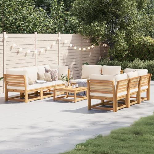 HOMEELIKE 9-TLG. Garten-Lounge-Set mit Kissen Massivholz Akazie von HOMEELIKE