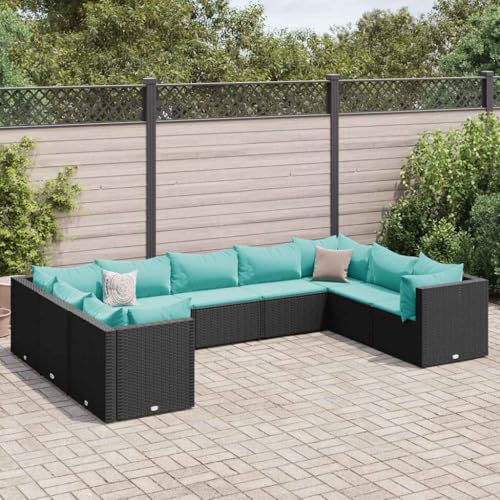 HOMEELIKE 9-TLG. Garten-Lounge-Set mit Kissen Schwarz Poly Rattan HOMEELIKE 9-TLG. Garten-Lounge-Set mit Kissen Schwarz Poly Rattan von HOMEELIKE