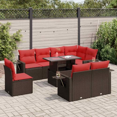 1. 9-teilige Poly Rattan Gartensofa Gruppe mit Kissen Braun ¨C Bequeme Sitzgruppe f¨¹r Garten und Terrasse 1. 9-teilige Poly Rattan Gartensofa Gruppe mit Kissen Braun ¨C Bequeme Sitzgruppe f¨¹r Garten und Terrasse von HOMEELIKE