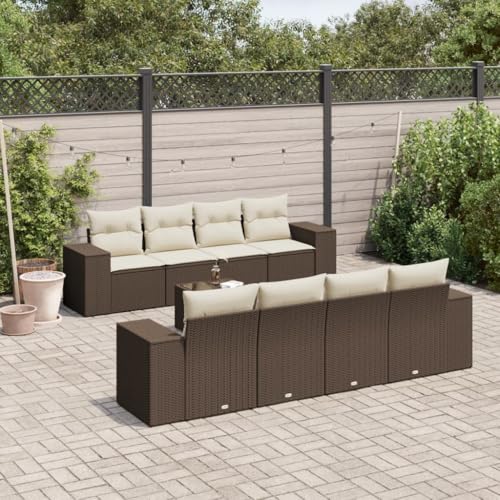HOMEELIKE 9-TLG. Garten-Sofagarnitur mit Kissen Braun Poly Rattan von HOMEELIKE