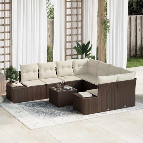 HOMEELIKE 9-TLG. Garten-Sofagarnitur mit Kissen Braun Poly Rattan von HOMEELIKE