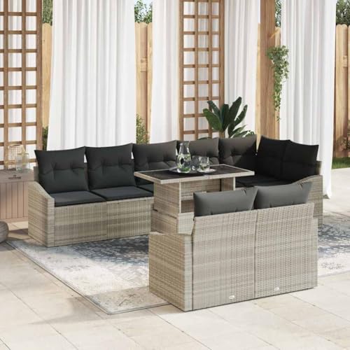 HOMEELIKE 9-TLG. Garten-Sofagarnitur mit Kissen Hellgrau Poly Rattan HOMEELIKE 9-TLG. Garten-Sofagarnitur mit Kissen Hellgrau Poly Rattan von HOMEELIKE