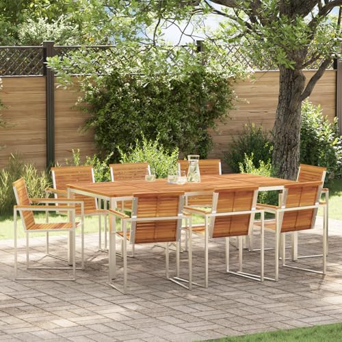 HOMEELIKE 9-teilige Garten-Essgruppe aus massivem Akazienholz von HOMEELIKE
