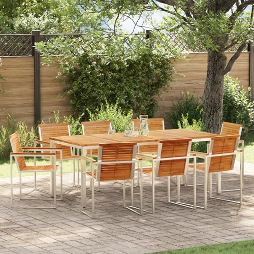 HOMEELIKE 9-teiliges Garten Esszimmer Set aus massivem Teakholz von HOMEELIKE