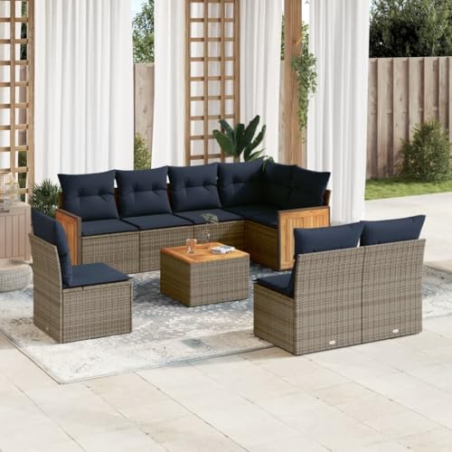 HOMEELIKE 9-teiliges Gartensofa-Set mit Kissen, grau, Polyrattan HOMEELIKE 9-teiliges Gartensofa-Set mit Kissen, grau, Polyrattan von HOMEELIKE