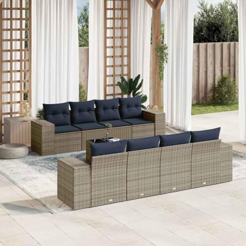 HOMEELIKE 9-teiliges Gartensofa-Set mit Kissen, grau, Polyrattan HOMEELIKE 9-teiliges Gartensofa-Set mit Kissen, grau, Polyrattan von HOMEELIKE