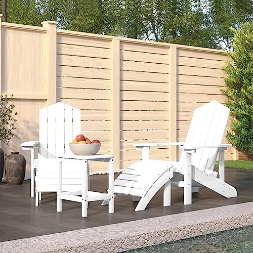 HOMEELIKE Adirondack-Gartenst¨¹hle mit Hocker & Tisch HDPE Wei? von HOMEELIKE