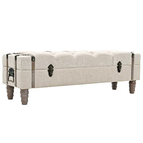 HOMEELIKE Aufbewahrungsbank Massivholz und Stahl 111 x 34 x 37 cm von HOMEELIKE